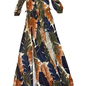 Elegant Multicolor Double High Slit Maxi Dress